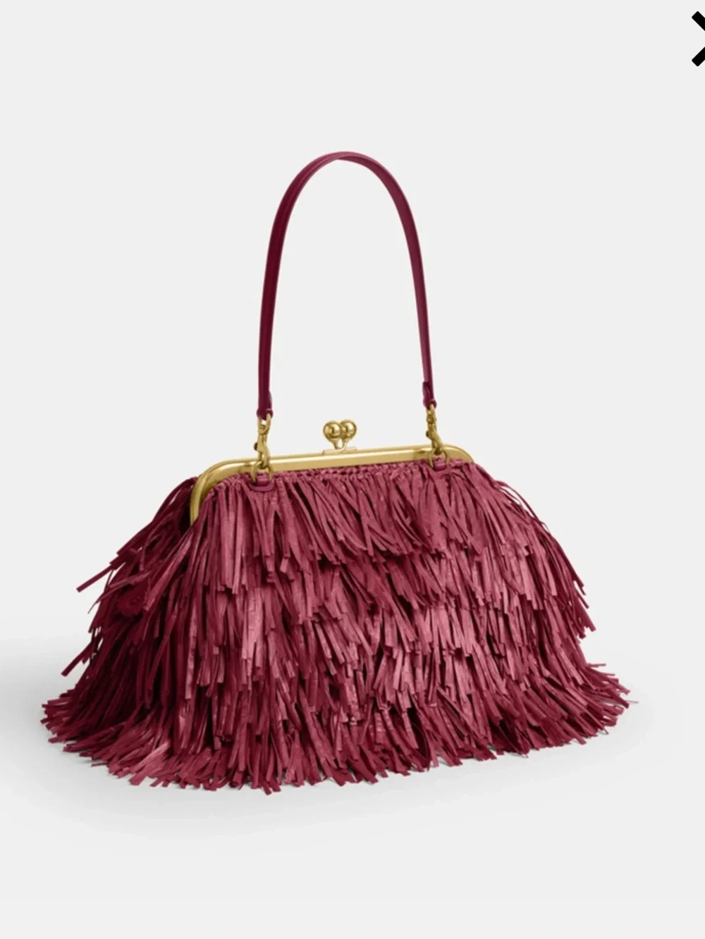 Coach Kisslock Frame Bag 27 Straw Fringe Clutch Fuchsia New